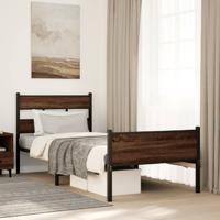Bedframe zonder matras bewerkt hout bruin eikenkleur 100x190 cm Bedframe zonder matras bewerkt hout bruin eikenkleur 100x190 cm