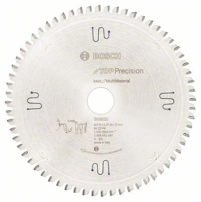 Bosch Accessoires Cirkelzaagblad Top Precision Best for Multi Material 216 x 30 x 2,3 mm, 64 1st - 2608642097
