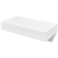 The Living Store Wandplank - Onzichtbaar Montagesysteem - Opslag - 48x25x8 cm - Kleur- Wit - Materiaal- MDF - Met Lade