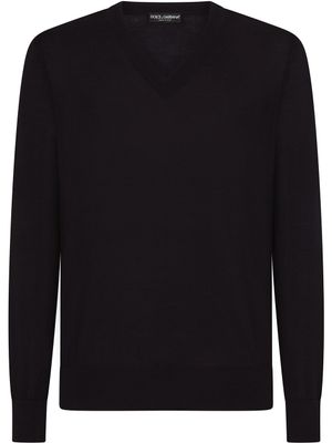 Dolce & Gabbana pull en maille à col v - Bleu