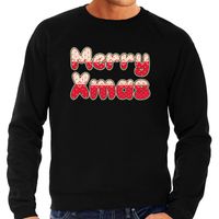 Merry xmas foute Kerst sweater / trui zwart voor heren - thumbnail