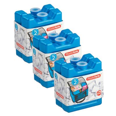 6x stuks 100 grams koelelementen - 8 x 7.5 x 2.3 cm - blauw - kunststof - met sneeuwvlokken print