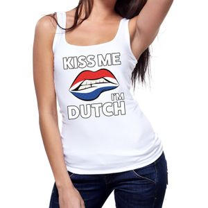 Kiss me I am Dutch tanktop / mouwloos shirt wit dames