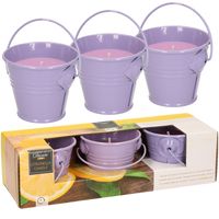 Citronella kaarsen - in zink potje - set 6x - paars - 5 branduren