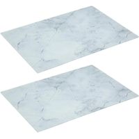 2x Stuks snijplank rechthoek wit met marmer print 40 x 30 cm van glas