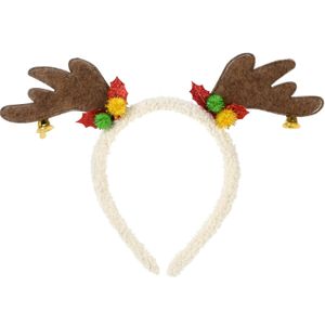 Kerst diadeem/haarband - rendier gewei - bruin - 21 cm