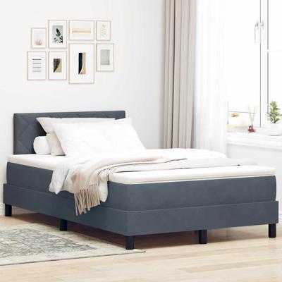Boxspringbed met Matras Donkergrijs 120 x 190 cm Stof