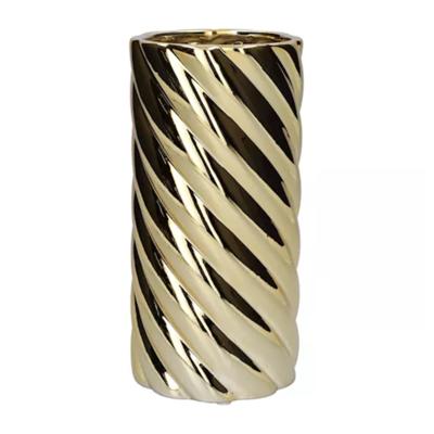 Bloemenvaas Twirly - spekje - goud - D9 x H19 cm - decoratieve vaas - bloemen/takken Bloemenvaas Twirly - spekje - goud - D9 x H19 cm - decoratieve vaas - bloemen/takken