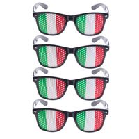 4x stuks zwarte Italie supporters vlag bril voor volwassenen   -
