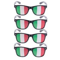 4x stuks zwarte Italie supporters vlag bril voor volwassenen   - - thumbnail