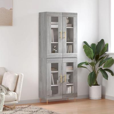 Hoge kast 69,5x34x180 cm bewerkt hout grijs sonoma eikenkleurig