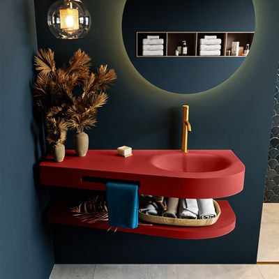 MONDIAZ RIVA 120cm Wastafel met planchet kleur Fire. Wastafel DULCET rechts 1 kraangaten kleur Fire. MONDIAZ RIVA 120cm Wastafel met planchet kleur Fire. Wastafel DULCET rechts 1 kraangaten kleur Fire.