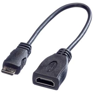 ROLINE Monitorkabel HDMI High Speed met Ethernet, HDMI Female - Mini HDMI Male, 0,15 m