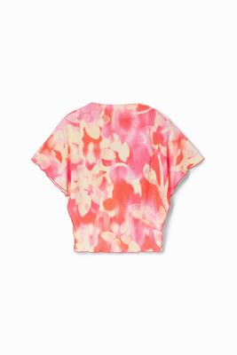 Gebloemde blouse met textuur - RED - XL