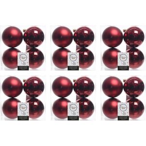 24x Kunststof kerstballen glanzend/mat donkerrood 10 cm kerstboom versiering/decoratie   -