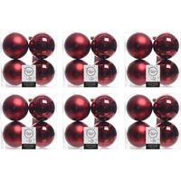 24x Kunststof kerstballen glanzend/mat donkerrood 10 cm kerstboom versiering/decoratie   - - thumbnail