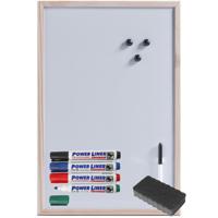 Magnetisch whiteboard/memobord - houten rand - 40 x 60 cm - met 4x Power Liner stiften en wisser - thumbnail