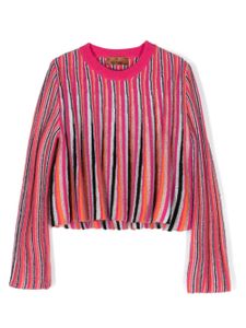 Missoni Kids pull en maille intarsia à rayures - Rose