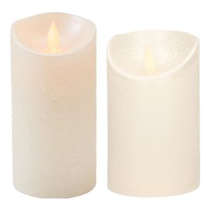 Set van 2x stuks Creme Parel Led kaarsen met bewegende vlam