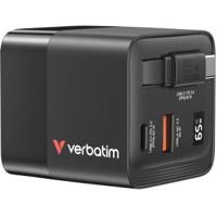 Verbatim GaN Charger 65W Universeel Zwart AC Snel opladen Binnen