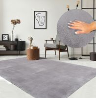 Karpet24 Loft modern pluizig laagpolig tapijt, antislip onderkant, wasbaar tot 30 graden, heerlijk zacht, bontlook, grijs-160 x 230 cm