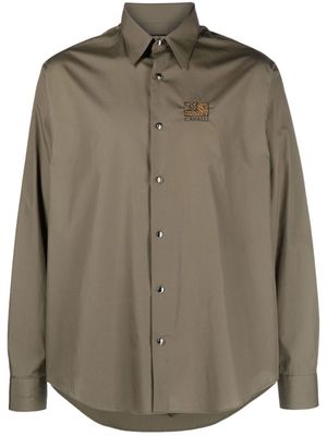 Roberto Cavalli chemise en coton à logo brodé - Vert
