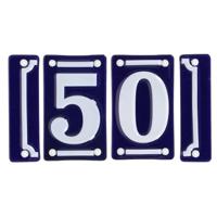 Best for Boots huisnummer 50 - met sierrand - Oudhollands - emaille - blauw/wit