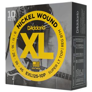 D'Addario EXL125-10P 9-46 Super Light Top Regular Bottom Nickel Wound snaren voor elektrische gitaar (10 sets)