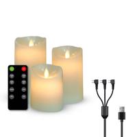 FlinQ Oplaadbare LED Kaarsen - Bewegende Vlam - 3-pack - thumbnail