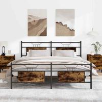 Bedframe zonder matras metaal gerookt eikenkleurig 183x213 cm
