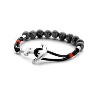 Frank 1967 7FB 0260 Armband Beads nylon/natuursteen grijs 21 cm