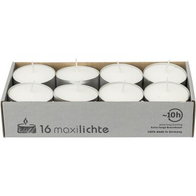 Enlightening Candles Waxinelichtjes - maxi - 16x - wit - 10 branduren - Geurloze kaarsen