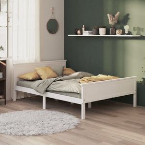 Bedframe massief grenenhout wit 160x200 cm