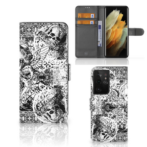 Telefoonhoesje met Naam Samsung Galaxy S21 Ultra Skulls Angel