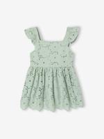 Blouse voor meisjes met borduurwerk en ruches El saliegroen