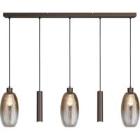 Masterlight Glazen hanglampOlive 3x Ø 18,5cm - 2x Run pendel - cacao - 2431-15-130-5RC20218