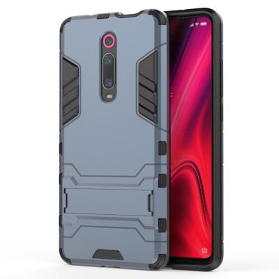 Schokbestendige PC + TPU Case voor Xiaomi mi 9T/Redmi K20 met houder (marineblauw)