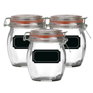 Weckpot/inmaakpot - 6x - 750 ml - glas - met beugelsluiting - incl. etiketten