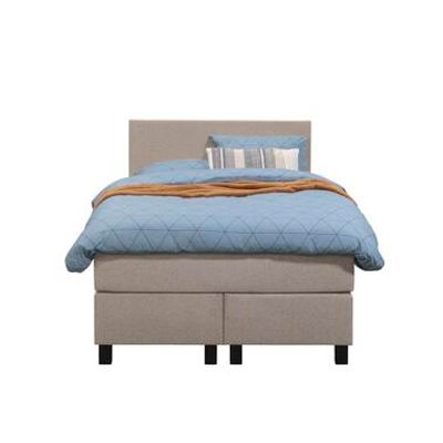 Boxspring Liv egaal - beige - 120x200 cm - vierkante poot - Leen Bakker