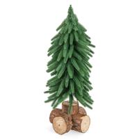 Kleine Kerstboom 40 cm Mini-Kerstboom met Sokkel van Massief Hout & 200 Takpunten Kunstmatige Tafelkerstboom Dennenboom Kerstboom