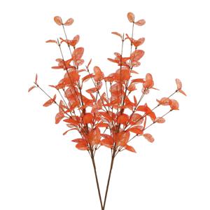 Kunstbloem Eucalyptus tak Silk - 2x - 72 cm - oranje - losse steel - Kunst zijdebloemen