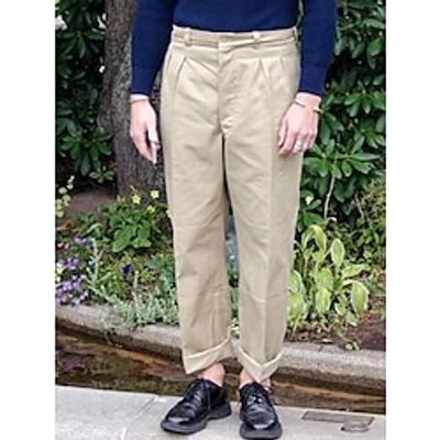 Voor heren Broek Chinese Chino broek Zak Effen Comfort Ademend Buiten Dagelijks Uitgaan 100% katoen Modieus Casual Zwart Beige Lightinthebox