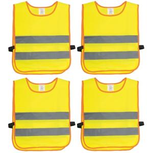 Veiligheidsvest fluorescerend geel - 4x - kinderen - Reflecterende veiligheidsvesten - one size