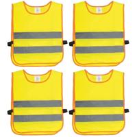 Veiligheidsvest fluorescerend geel - 4x - kinderen - Reflecterende veiligheidsvesten - one size