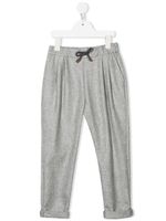 Brunello Cucinelli Kids pantalon en laine vierge à lien de resserrage - Gris - thumbnail