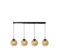 Hanglamp Punch 4Lt Bar - Black Metal & Champagne Punched Glass