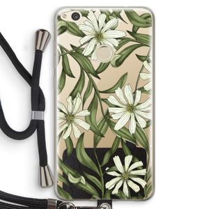 Wit bloemenpatroon: Huawei Ascend P8 Lite (2017) Transparant Hoesje met koord