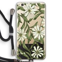 Wit bloemenpatroon: Huawei Ascend P8 Lite (2017) Transparant Hoesje met koord