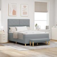 Boxspringbed met Matras & Bankje Lichtgrijs 140x200 cm Stof