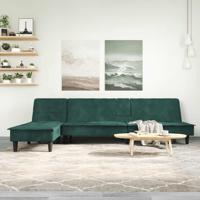 Slaapbank L-vormig 255x140x70 cm fluweel donkergroen